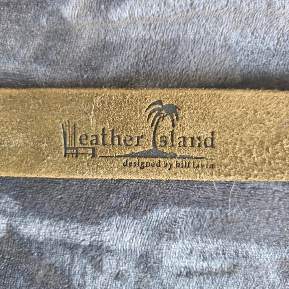 Leather Island Bill Lavin Psychedelic Rock Leather Belt Brown Orange Yellow 36